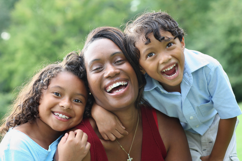 Mom with two kids